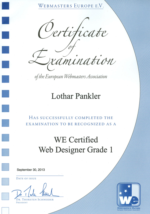 Webmaster Europe Web Designer Grade 1