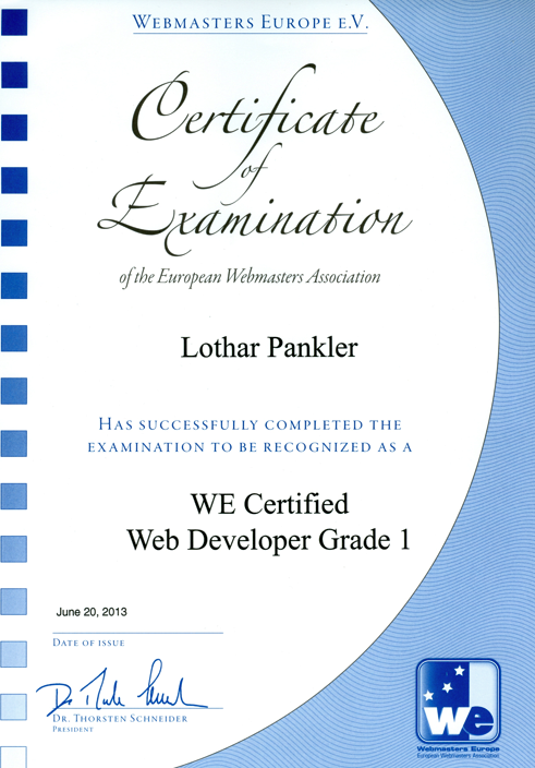 Webmaster Europe Web Developer Grade 1